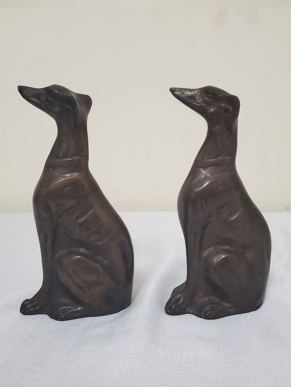 Brass And Bronze Tone Greyhound Whippet Dog Figurines Andrea by Sadek